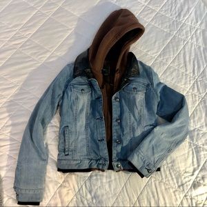 Obey jean jacket with hoodie